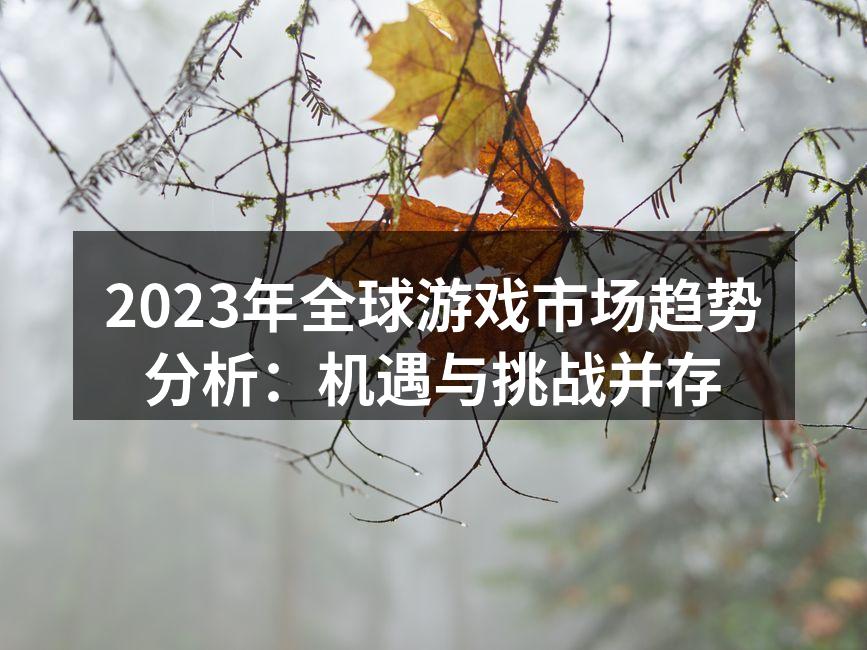 2023年全球游戏市场趋势分析:机遇与挑